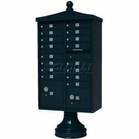 FLORENCE MFG CO Vital Cluster Box Unit w/Vogue Traditional Accessories, 16 Unit & 2 Parcel Lockers, Black 1570-16V2BK